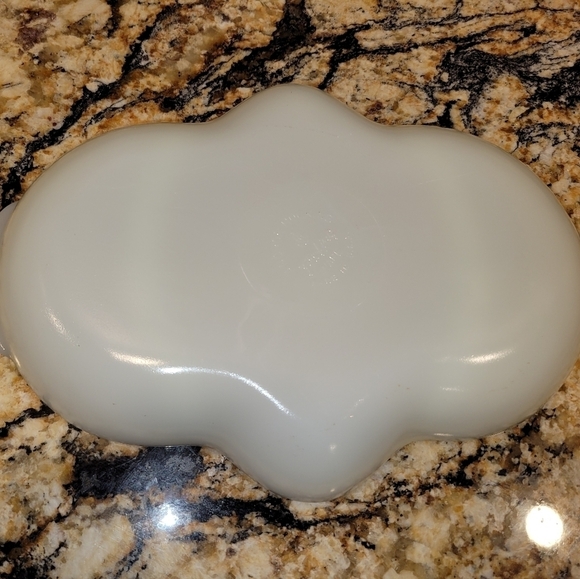 Fire King Anchor Hocking Milk Glass Relish Tray Divided Dish with Gilded Trim - Picture 2 of 5